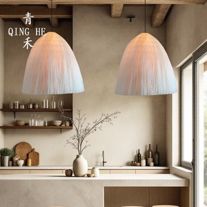 Luminaire suspendu rond Qing He, lampe à économie d'énergie E27, blanc, éclairage pour la maison, la cuisine, le café, le restaurant - Product Image 1