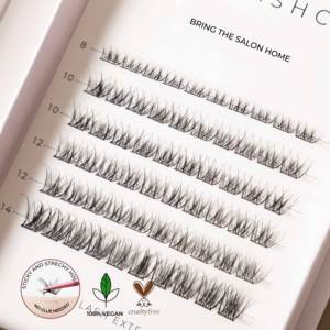 Cils vegan en fibre végétale, effet <span class=keywords><strong>manga</strong></span>, à poser, sans colle, auto-adhésifs, en grappes, pré-collés, réutilisables - Product Image 1