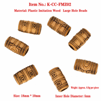 Perles en bois imitation dreadlocks FUJIA, nouvelle tendance transfrontalière, perles lâches à grand trou pour décorations de perruques, accessoires de bijoux DIY