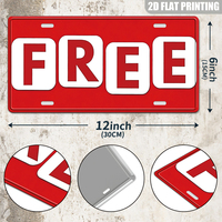 Juego de 2 Placas Metálicas Decorativas para Auto, Color Rojo Sólido, con Letras Blancas en Relieve, Texto Personalizado GRATUITO