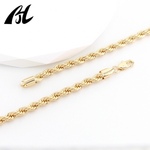 Cadena de Cuerda Trenzada Gruesa de 2.5mm, 5mm, 8mm, Chapada en Oro de 14k y 18k, Resistente al Agua y al Deslustre, para Hombre, Venta al Por Mayor - Product Image 6