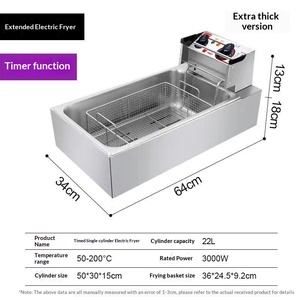 <strong>Electric</strong> Commercial Kitchen <strong>Stainless</strong> Steel Oil Fryer Timed Medium <strong>Frying</strong> Basket Counter Top 10L/20L/22L Capacity Extended 1 - Product Image 5