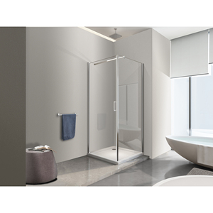 Easy-Clean Reversible 8 mm Thick Tempered Glass <b>Swing</b> Shower <b>Door</b> with Fixed Side Wall 87-89 + FIXED 73.5-75.5 + 73.5-75.5 - Product Image 1