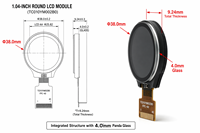 Modul LCD Bulat Tangguh 1,04 inci 800nits -30 hingga 85 derajat Celcius Layar IPS Tahan Suhu Lebar dengan Kaca Pelindung Panda Tebal 4mm untuk Perangkat Luar Ruangan