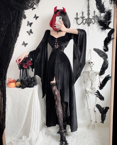 Disfraces de Halloween de estilo moderno europeo-americano: Vestido largo de bruja, Vestidos negros de vampiro y Dios de la Muerte - Product Image 2