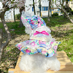 Vestido de Verano para Perro con Estampado de Flores y Cuadros, Falda de Moda para Mascotas, Ropa para Mascotas - Product Image 5