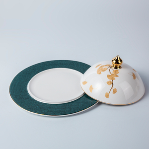 Placa de cerámica de 11 pulgadas con tapa para Star Hotel Vip Room, conjunto de placa de porcelana de hueso de lujo, gran oferta - Product Image 5