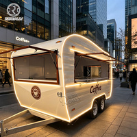 Remorque BBQ haut de gamme en acier inoxydable, camion à café élégant, chariot à gelato
