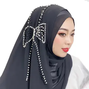 Grosir Penjualan Terbaik Malaysia lembut polos jilbab sifon voile syal jilbab mutiara Hijab untuk wanita