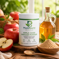 Vinaigre de cidre de pomme en poudre, qualité alimentaire, extrait végétal, acide acétique 5%, supplément fermenté en bouteille et en récipient en verre
