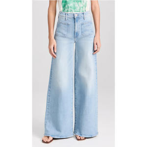 <span class=keywords><strong>Mum</strong></span> Trendy Light Blue Wash Loose Wide Leg Denim Pants Premium Cotton Female Baggy Jeans Vintage Oversized Women's Jeans - Product Image 4