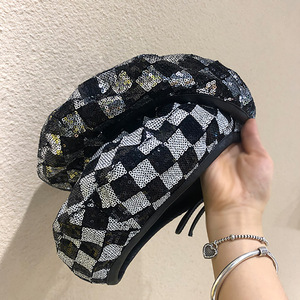 Nueva Boina de Moda Estilo Celebridad <span class=keywords><strong>para</strong></span> Mujer, de Gamuza con Lentejuelas y Cuadros Western, Reversible, Transpirable, <span class=keywords><strong>para</strong></span> Viajes al Aire Libre, Estilo Pintora - Product Image 2