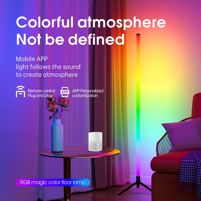 Smart Home RGB Floor Light App & Remote Control Color Changing LED Corner Light for Living Room Bedroom Gaming Setup