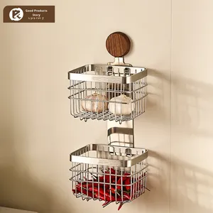 <strong>Wire</strong> Mesh Wall <strong>Hanging</strong> Storage <strong>Basket</strong> Organizer for Kitchen Pantry Bathroom Fruit <strong>Basket</strong> Produce Holder - Product Image 2
