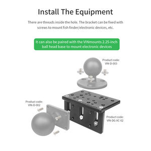 VINmounts Marine Aluminum Alloy Gunwale L <b>Bracket</b> A Type Multi Hole Mount Fits Boats Without Holes D Ball Base Compatible Only - Product Image 5