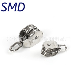 รอกสแตนเลส SMD ขนาดเส้นผ่านศูนย์กลาง 1.5 นิ้ว แบบลูกรอกคู่ สำหรับเรือและการยกของ - Product Image 1