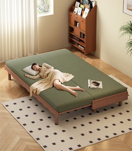 Sofá Cama Plegable Tatami, Cama Deslizante y Telescópica de Madera Encerada Blanca, Multifuncional Telescópica de Doble Uso - Product Image 5
