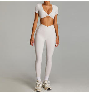 Ensemble de yoga nu taille croisée pour femme-<span class=keywords><strong>tenue</strong></span> d'entraînement à séchage rapide taille haute pour la course à pied et le yoga et les sports de plein air - Product Image 6