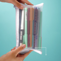 Trousse à crayons en maille de Nylon transparente, 1 pièce, sac avec fermeture éclair, étui à crayons debout, fournitures de papeterie de bureau