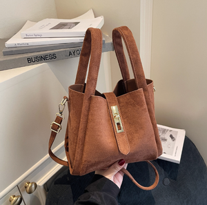 冬用女の子用スエードハンドバッグスリングバッグ2025,新デザインファッション女性用スエードバスケットクロスボディ - Product Image 5