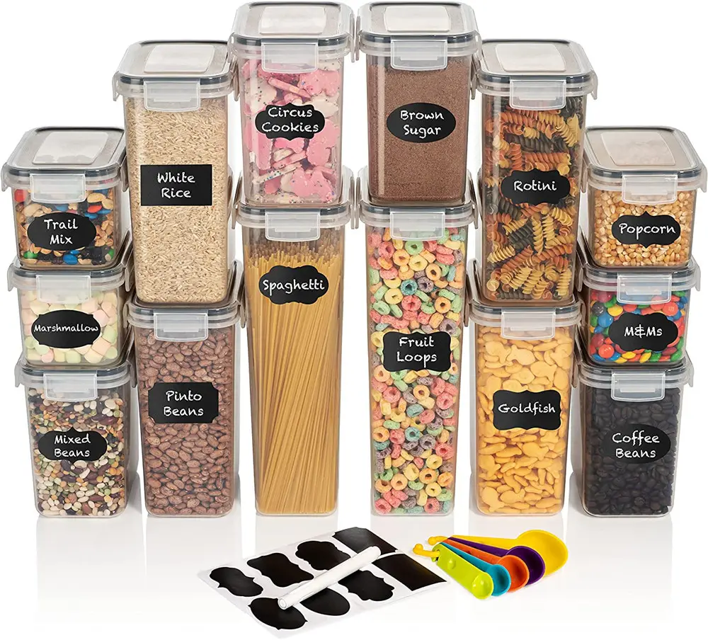 Luchtdicht Voedsel Opslag Containers Set - 14 Pc-Keuken & Pantry Organisatie-Bpa-vrij-Plastic Containers met Duurzaam Deksels Id