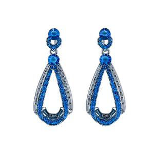 Pendientes de Gota de Agua Azules E385, Plata 925, Engaste de Canal, Pendientes de Lujo para Fiesta, para Mujer - Product Image 1