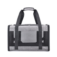 Sac de transport pliable pour animaux de compagnie, approuvé par les compagnies aériennes, respirant, en maille, à parois souples, en polyester, rectangulaire, pour chats et chiens