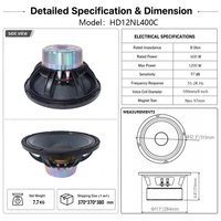 Haut-parleur professionnel de médiums et de basses au néodyme de 12 pouces, 600W AES, haute sensibilité, pour systèmes Line Array et de monitoring