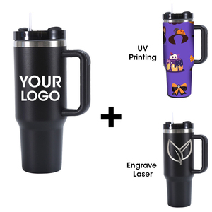 Gobelet isotherme classique en acier inoxydable <span class=keywords><strong>de</strong></span> 40 oz avec logo personnalisé, couvercle à paille <span class=keywords><strong>et</strong></span> poignée, pour le bureau - Product Image 5