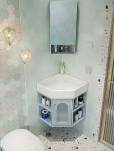 Small <b>Unit</b> <b>Corner</b> Hanging Type Single <b>Bathroom</b> Vanity with Smart Mirror - Product Image 6