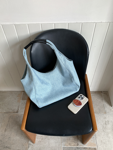 Sac à main en jean décontracté pour femme, grande capacité, sac à bandoulière en jean - Product Image 6