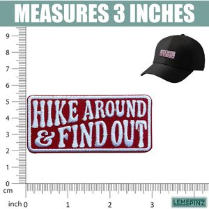Hike Around & Find Out Embroidery <b>Patch</b> 3 Inches Iron <b>On</b> <b>Sew</b> <b>On</b> Travel Applique <b>Patch</b> Bags - Product Image 3