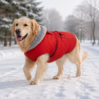 Veste pour chien doublée de peluche rouge, manteau pour animaux de compagnie résistant au froid, gilet coupe-vent pour chiot pour les promenades en plein air en hiver