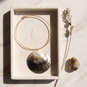 Trendy 14k 18k PVD Gold Plated 316L Stainless Steel Fine Jewelry Big <b>Shell</b> Statement Large <b>Choker</b> Pendant Necklace For Women - Product Image 3