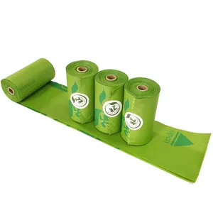 Impreso personalizado de almidón de maíz bolsa de caca de perro 100% Biodegradable respetuoso del medio ambiente de desperdicios de mascotas perro bolsa de caca
