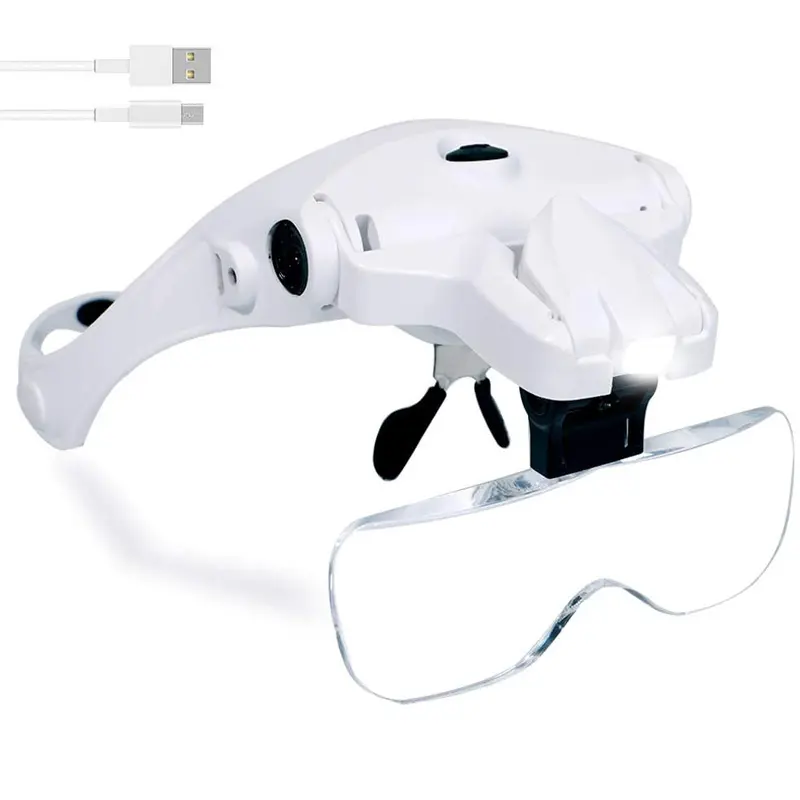 V9892B2C USB-Aufladung Weiße Wimpern verlängerung LED-Licht Stirnband Helm Lupe für medizinische Zwecke
