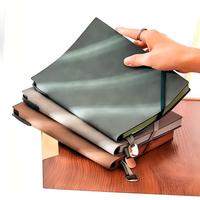 Carnet de notes professionnel A5 à couverture rigide avec surface en cuir souple, reliure piquée à cheval, emballage cadeau – Design personnalisable et couverture en tissu