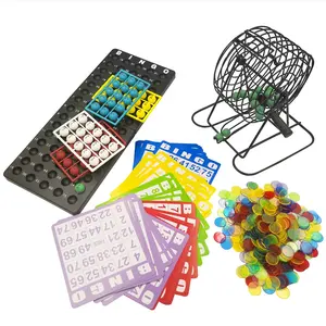 Gaming Game Bingo Game Set - 6-Inch Metalen Kooi Met Plastic Masterboard, 75 Multi-color Bingo Ballen, Bingo Kaarten En Bingo Chips