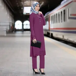 Abaya – Robe musulmane pour femmes, dubaï, moyen-orient, fleur brûlée, ensemble deux pièces, Robe arabe, 50, 1 pièce, adulte, 2022