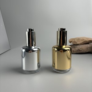 Botella de Vidrio Vací<span class=keywords><strong>a</strong></span> con Gotero, 30 ml, 60 ml, 1 oz, Botella de Vidrio para Aceites Esenciales con Bomba de Presión, Botella de Perfume, Chapada <span class=keywords><strong>en</strong></span> Oro y Plata - Product Image 2