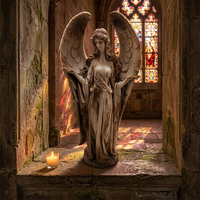 Figurine d'ange debout vintage en magnésie, bras ouverts, grandes ailes, pour décoration intérieure (église) et extérieure (jardin, commémoration) - Fabrication ODM