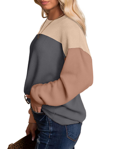 ขา<span class=keywords><strong>ย</strong></span>ดีเสื้อยืดคอกลมสีโทนอุ่นสำหรับผู้หญิงเสื้อเบลาส์แขนยาวทรงหลวมลำลองสวมใส่สบายสำหรับฤดูใบไม้ร่วง - Product Image 4