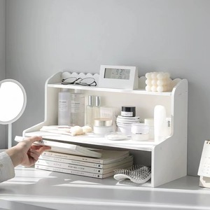 Double Layer Desktop <b>Shelf</b> 2 Tier Modern Office Organizer For Cosmetics And Stationery Storage Rectangle <b>Standing</b> Type PP - Product Image 2