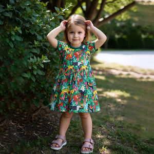 अनुकूलित मुद्रित पैटर्न लड़कियों के कपड़े गर्मियों में छोटे आस्तीन पोशाक बेबी लड़की - Product Image 3
