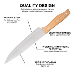 New Six-piece Kitchen <b>Knife</b> <b>Set</b> Wood Grain Handle Stainless Steel Cooking Meat Cleaver <b>Sharp</b> Cutting Chef <b>Knives</b> With Block - Product Image 2