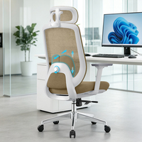 Chaise de bureau ergonomique moderne kaki avec dossier en maille respirante et pivotant, support 2D, pour tâches de bureau et réceptions