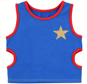 Set Estivo per Bambine Personalizzabile all'Ingrosso: Top <span class=keywords><strong>con</strong></span> Applicazione a Stella e Gonna Rossa OEM/ODM - Product Image 4