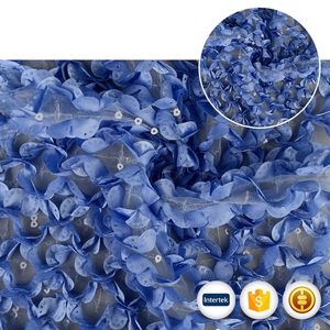 Di nuovo disegno lucido sequin lace 3d fiore <span class=keywords><strong>ricamato</strong></span> applique abito da sposa glitter <span class=keywords><strong>tulle</strong></span> del tessuto di modo <span class=keywords><strong>per</strong></span> il vestito/indumento - Product Image 3