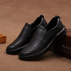 Mocasines de Cuero Genuino para Hombre, con Punta Redonda, Sin Cordones, Suela de Goma Suave, para Oficina, Carrera, Vestir, Primavera, con Forro de Cuero Genuino - Product Image 1