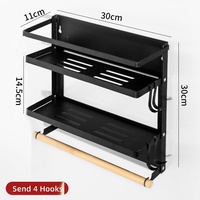 Étagère de rangement magnétique pliable à double couche pour le réfrigérateur de la cuisine avec un porte-serviettes en papier, étagère de rangement pour les assaisonnements
